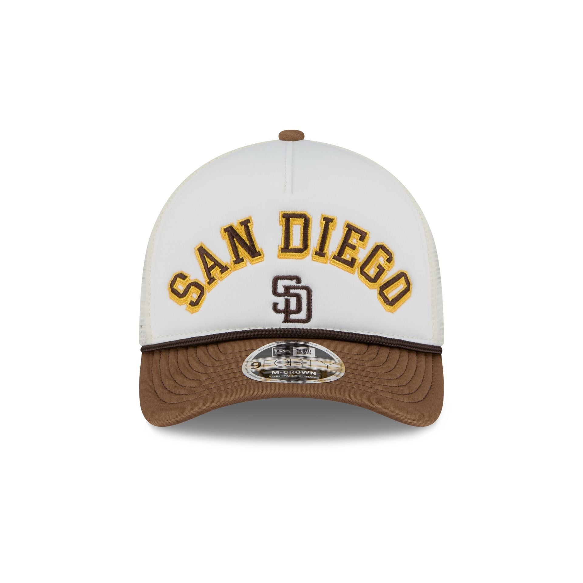 San Diego Padres Chrome Arch 9FORTY M-Crown A-Frame Trucker Hat