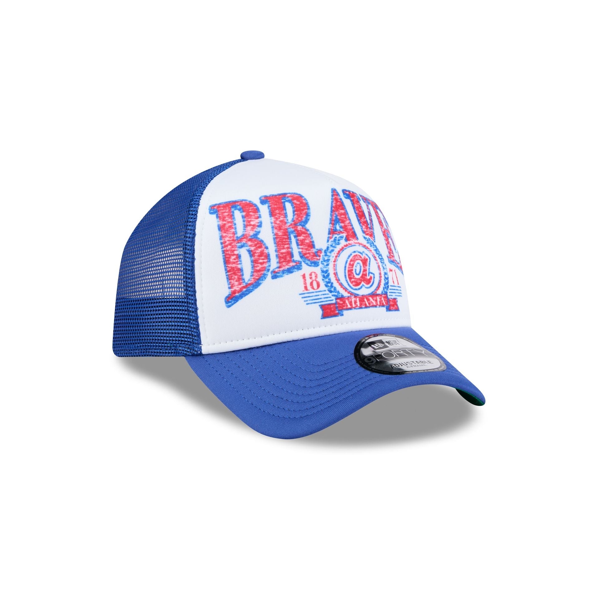 Atlanta Braves Distressed 9FORTY A-Frame Trucker Hat