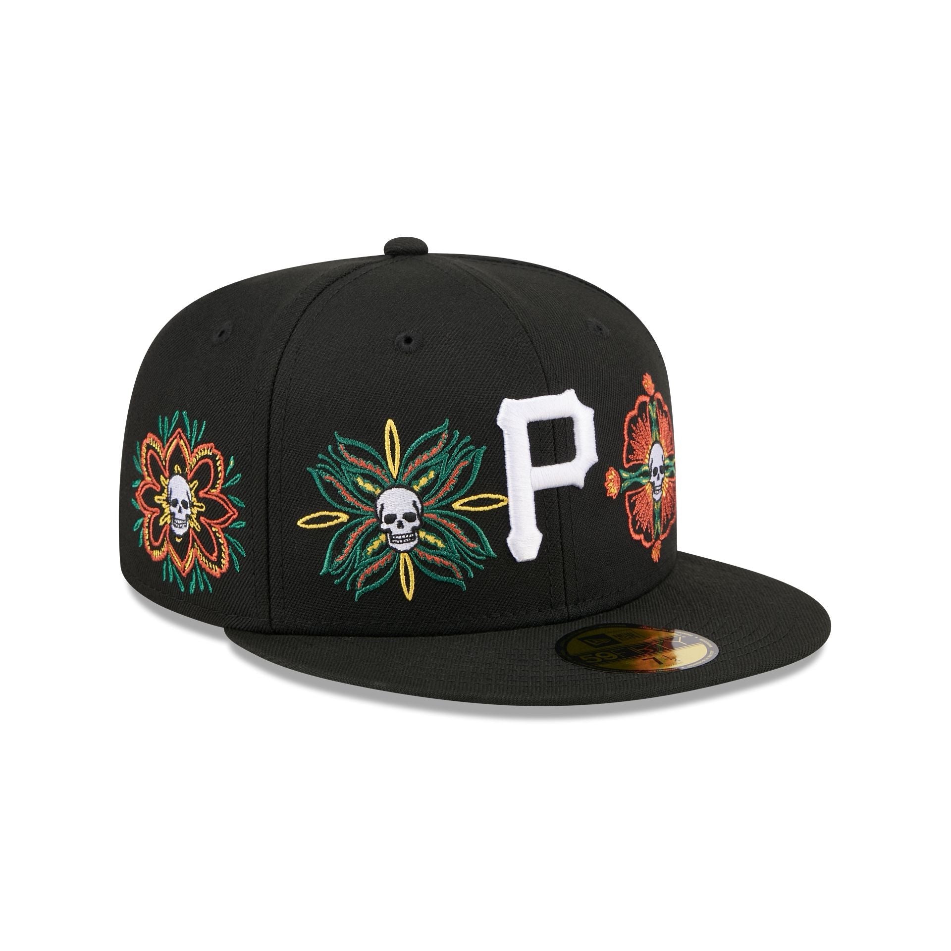 Pittsburgh Pirates Day of the Dead Skull & Flowers 59FIFTY Fitted Hat