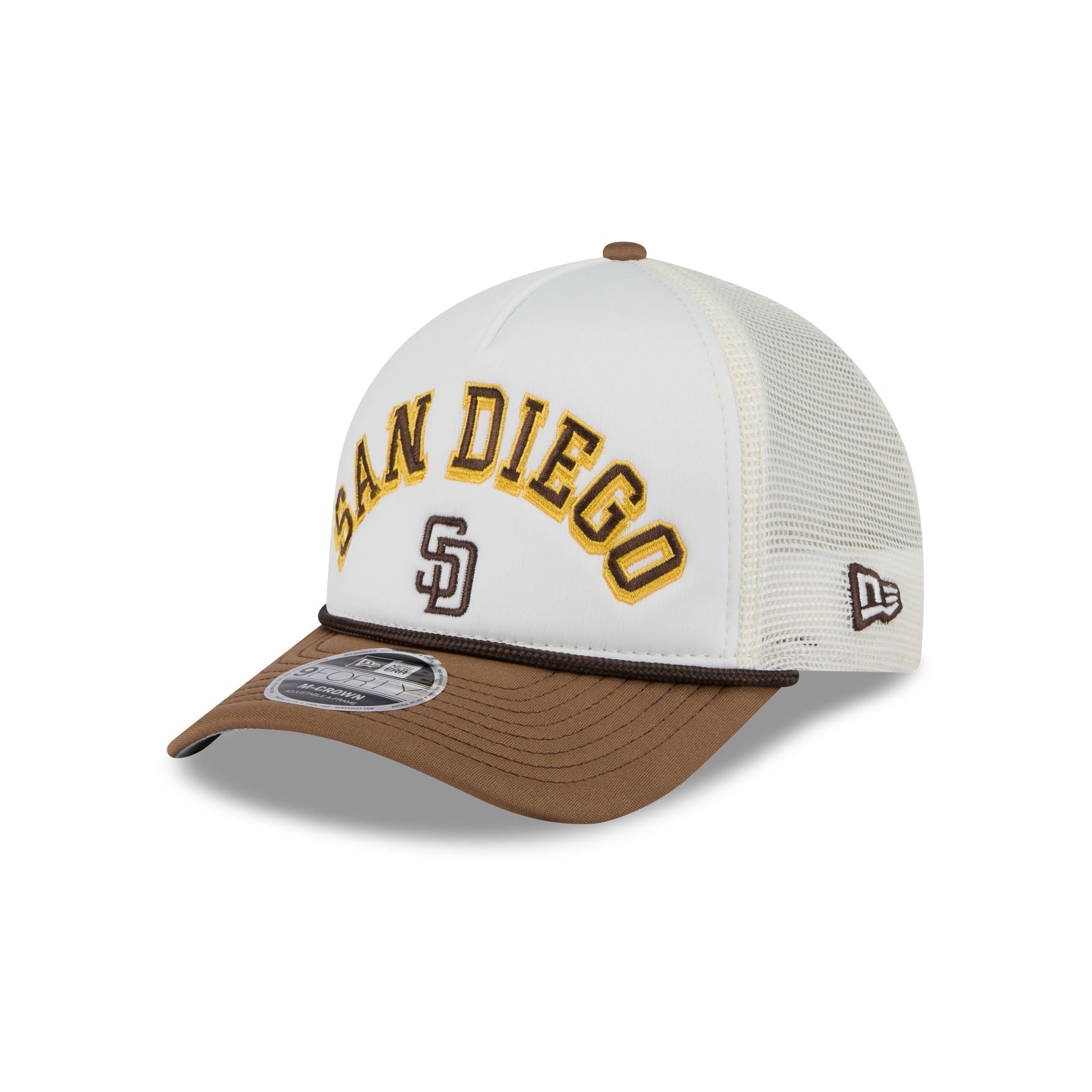San Diego Padres Chrome Arch 9FORTY M-Crown A-Frame Trucker Hat