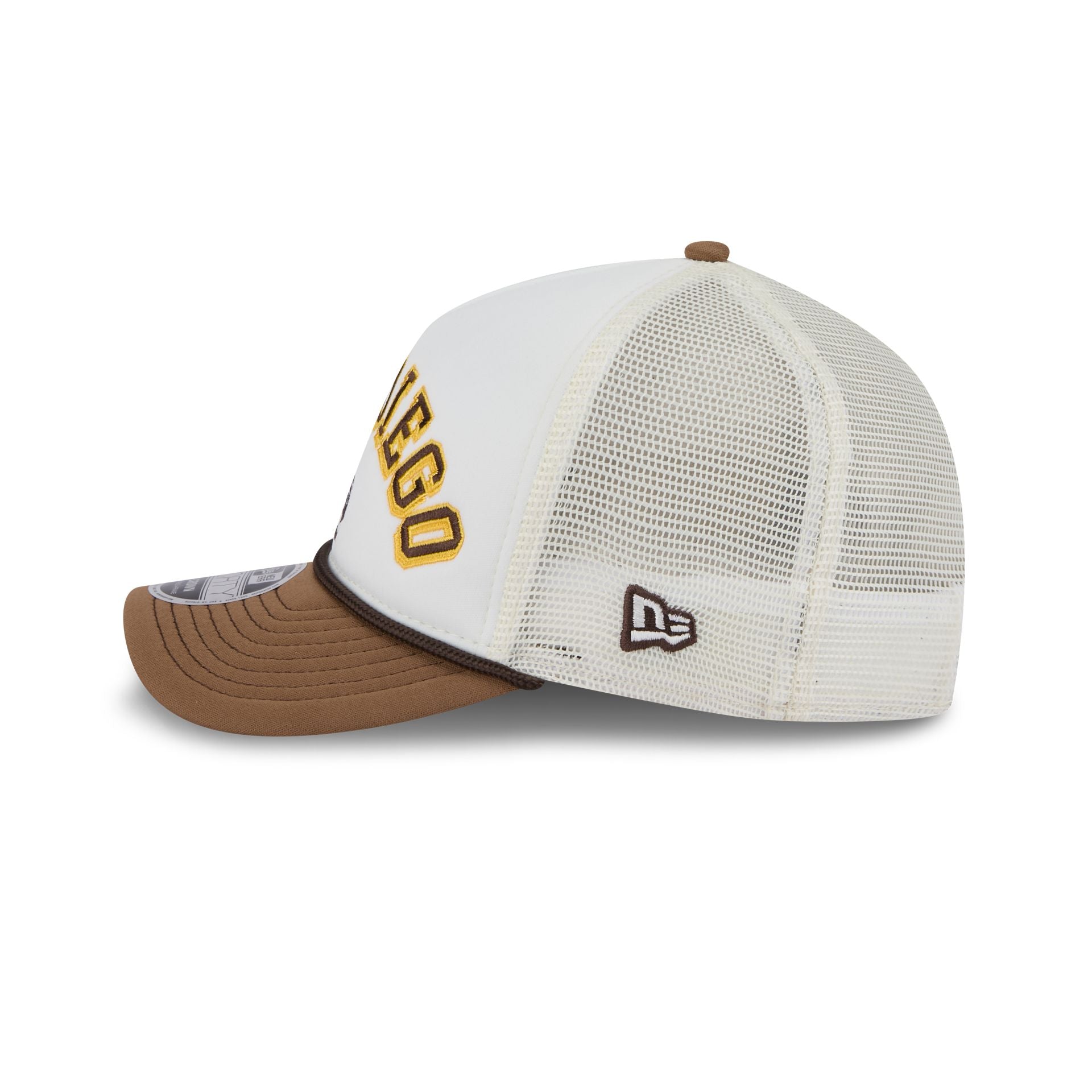 San Diego Padres Chrome Arch 9FORTY M-Crown A-Frame Trucker Hat