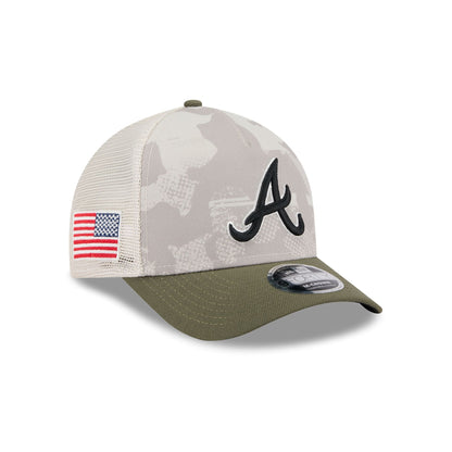 Atlanta Braves Armed Forces Day 2025 9FORTY M-Crown A-Frame Trucker Hat