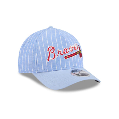 Atlanta Braves Pinstripe Linen 9FORTY M-Crown A-Frame Snapback Hat