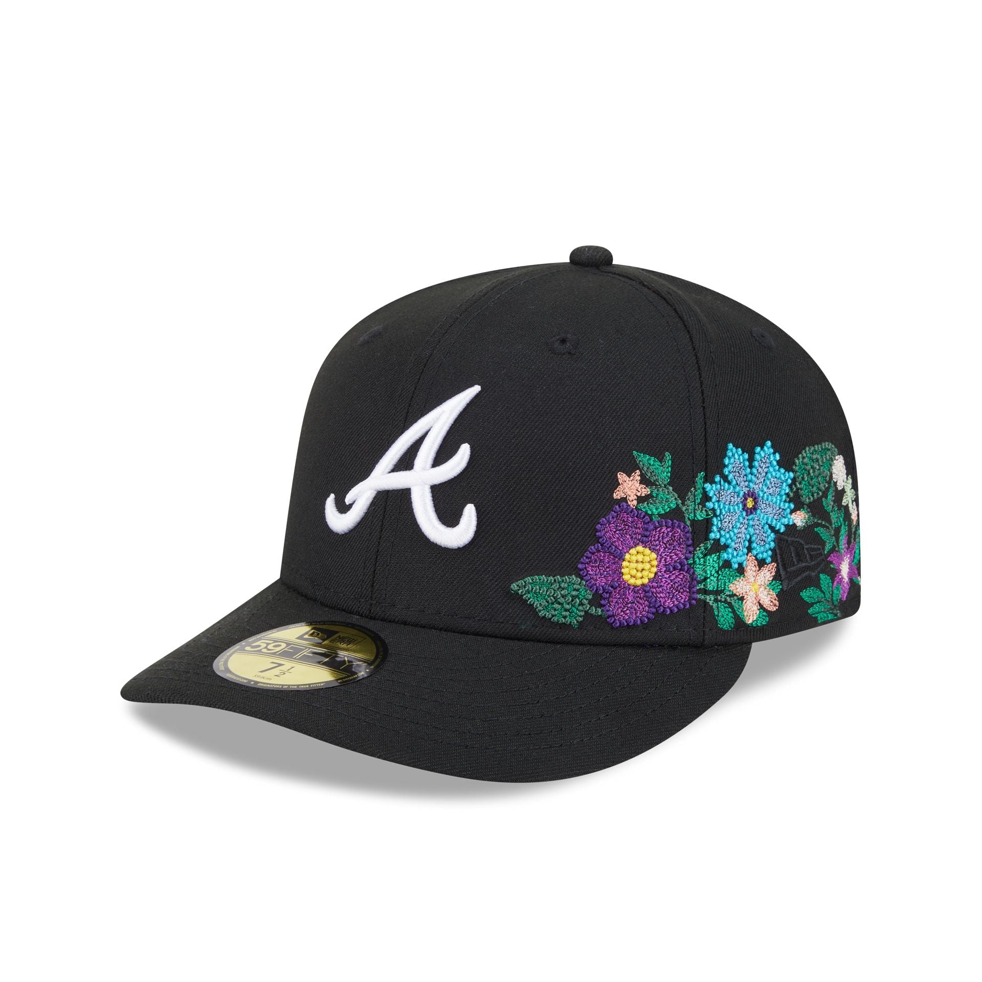 Atlanta Braves Tonal Florals Black 59FIFTY Fitted Hat
