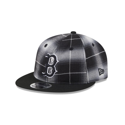 Boston Red Sox Black and White Plaid Retro Crown 9FIFTY Snapback Hat