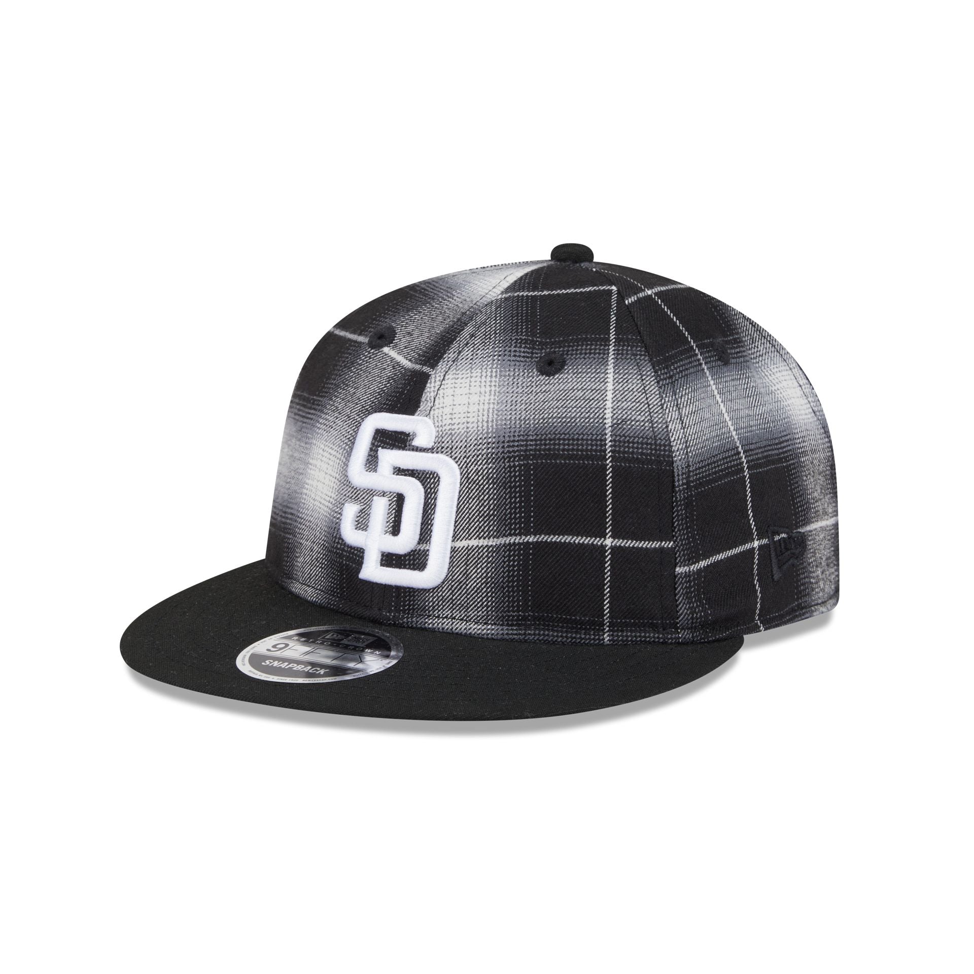 San Diego Padres Black and White Plaid Retro Crown 9FIFTY Snapback Hat