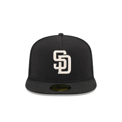 San Diego Padres Black Mesh 59FIFTY A-Frame Fitted Hat