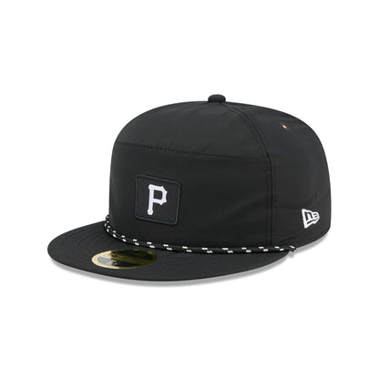 Pittsburgh Pirates Black Poly Rope Split Panel 59FIFTY Fitted Hat