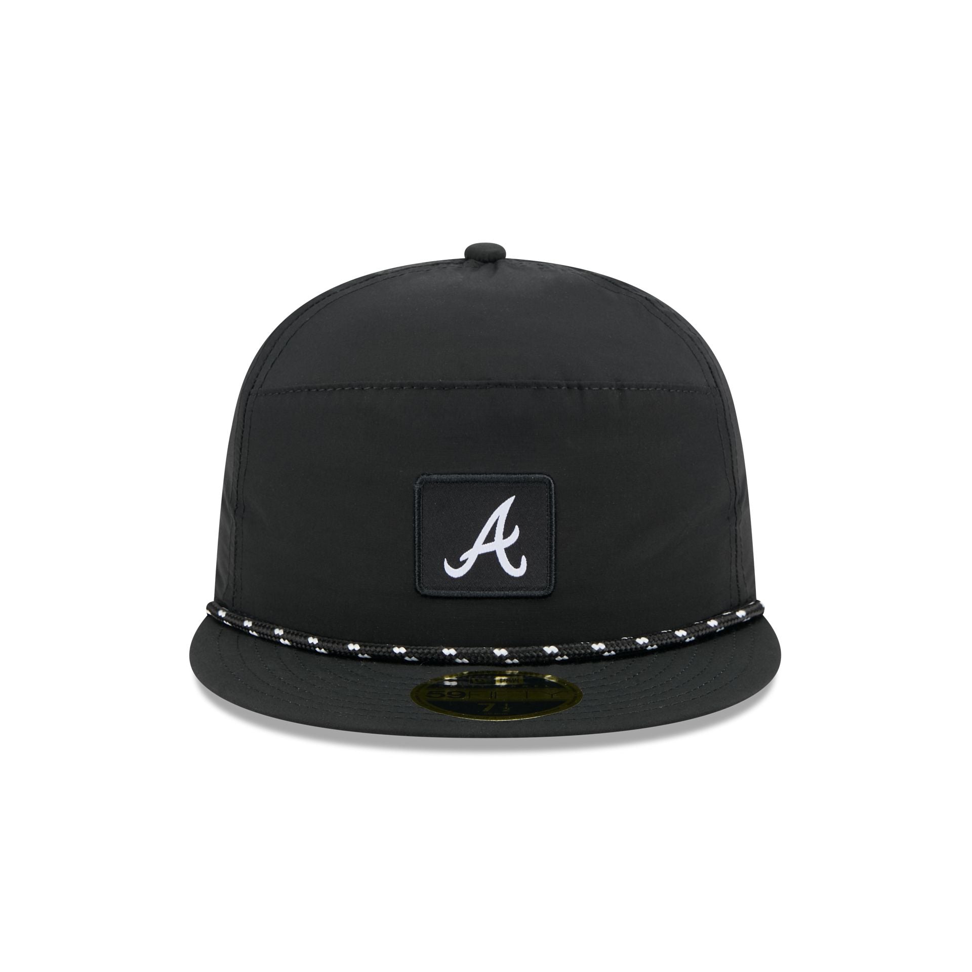 Atlanta Braves Black Poly Rope Split Panel 59FIFTY Fitted Hat