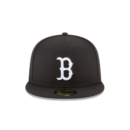 Boston Red Sox Black and White Basic 59FIFTY Fitted Hat